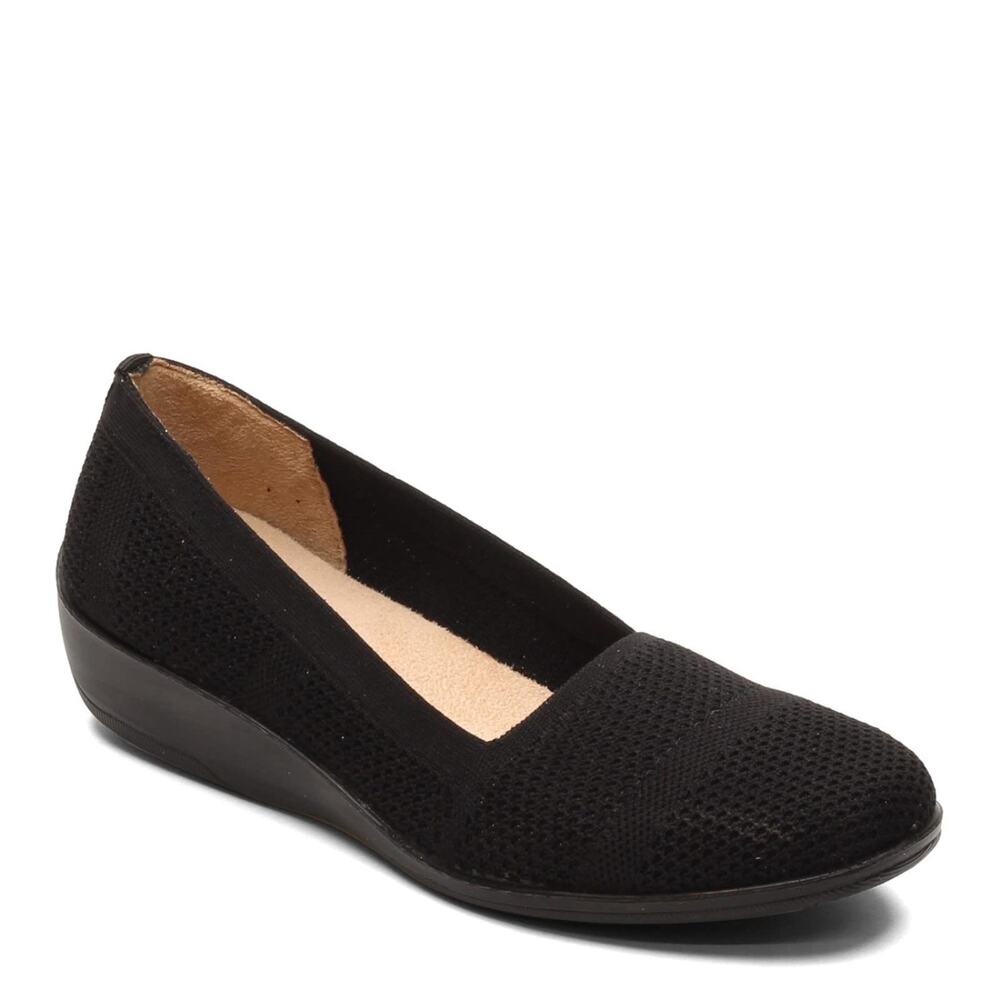 LifeStride Womens Immy Shoe Black Slip On Flat Knit Round Toe Size 6 M New